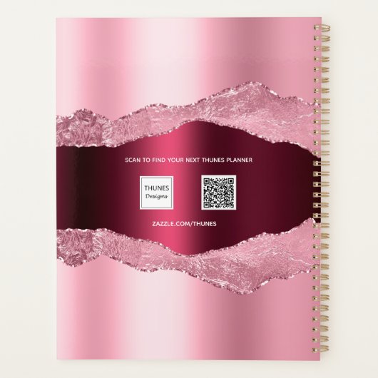 Blush roze bruinmetaal, marmer name 2023 planner (Achterkant)