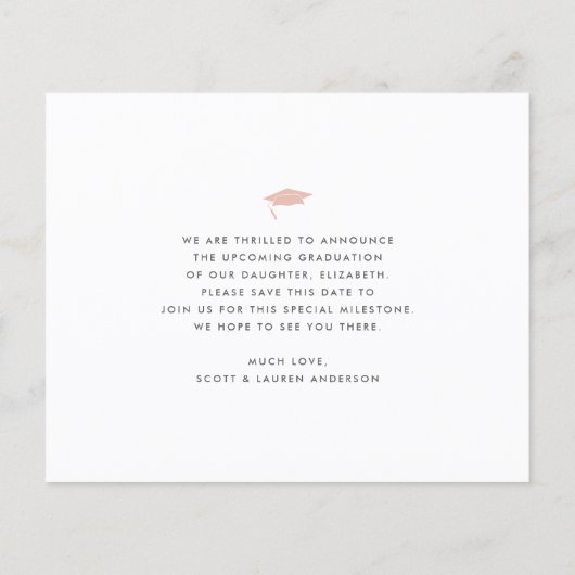 Blush Roze Budget Foto Opslaan Datum Afstuderen Ui (Achterkant)