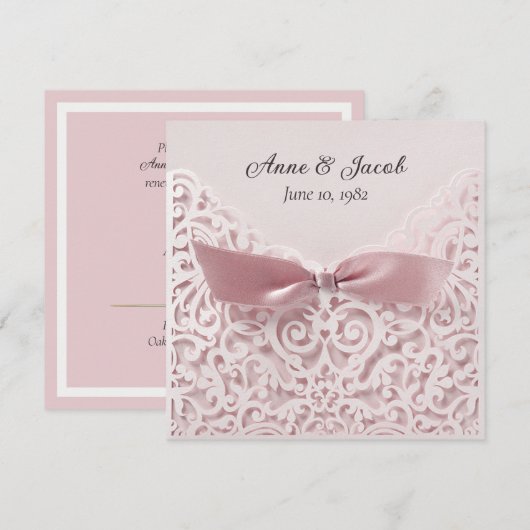 Blush roze bus op Lace Vow Renewal Kaart (Voorkant / Achterkant)
