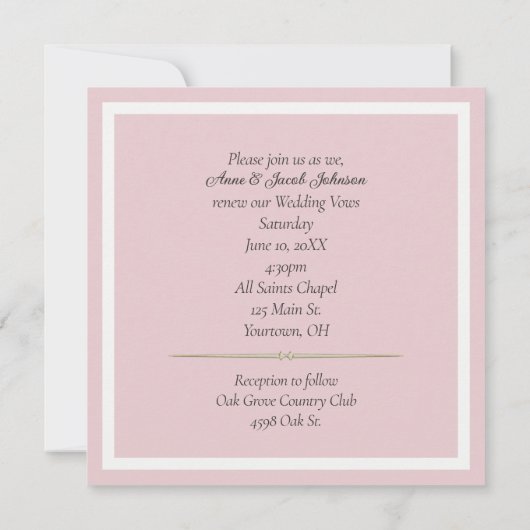 Blush roze bus op Lace Vow Renewal Kaart (Achterkant)