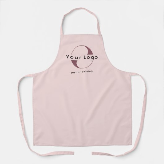 Blush roze Business logo + tekst Bedrijfsmerk Lang Schort (Voorkant)