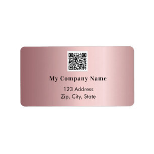 Blush roze business qr code return address etiket