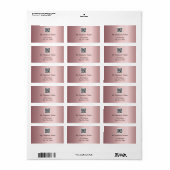 Blush roze business qr code return address etiket (Full Sheet)