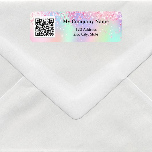 Blush roze business qr code return address etiket