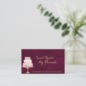 Blush roze Cake met Florals en glitter Bakery Visitekaartje (Staand voorkant)