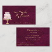 Blush roze Cake met Florals en glitter Bakery Visitekaartje (Voorkant / Achterkant)