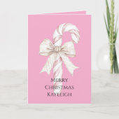 Blush Roze Candy Cane Kerst Kaart (Voorkant)