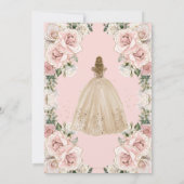 Blush Roze Champagne Floral Quinceañera Kaart (Achterkant)