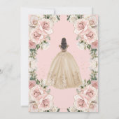  Blush Roze Champagne Floral Quinceañera Kaart (Achterkant)