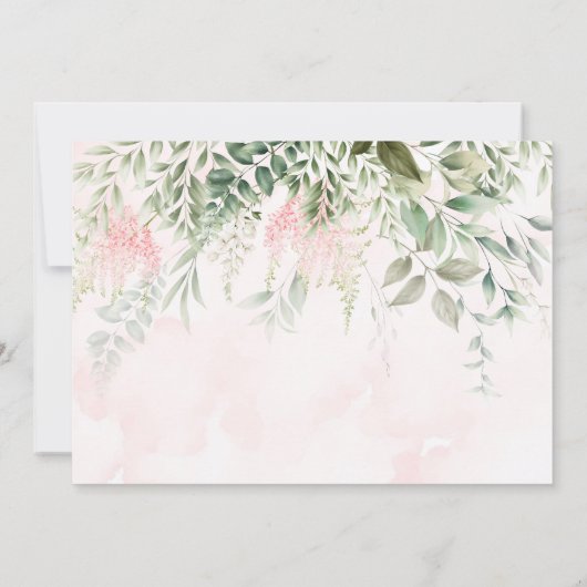 Blush Roze Chic Florals Greenery Rehearsal Dinner Kaart (Achterkant)