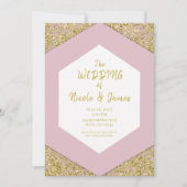 Blush roze chic Gold Glitter Flakes Glam Weddensch Kaart (Voorkant)