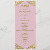 Blush roze chic Gold Glitter Flakes Glam Weddensch Menu (Voorkant)