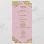 Blush roze chic Gold Glitter Flakes Glam Weddensch Menu (Voorkant / Achterkant)