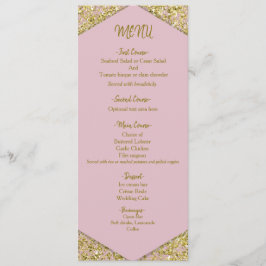 Blush Roze Chic Gouden Glittervlokken Glam Bruilof Menu