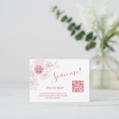Blush Roze Chinese Bruiloft QR Code RSVP Online Informatiekaartje (Staand voorkant)