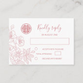 Blush Roze Chinese Bruiloft QR Code RSVP Online Informatiekaartje (Achterkant)