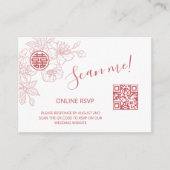 Blush Roze Chinese Bruiloft QR Code RSVP Online Informatiekaartje (Voorkant)