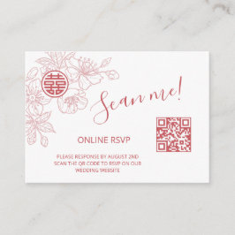 Blush Roze Chinese Bruiloft QR Code RSVP Online Informatiekaartje