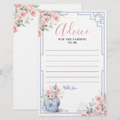 Blush Roze Chinoiserie Ginger Jar Advies Kaart (Voorkant / Achterkant)