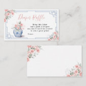 Blush Roze Chinoiserie Ginger Jar Luier Raffle Informatiekaartje (Voorkant / Achterkant)