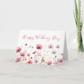 Blush Roze Chique Boho Wildflower Happy Wedding Da Kaart (Voorkant)