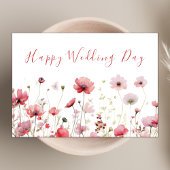 Blush Roze Chique Boho Wildflower Happy Wedding Da Kaart