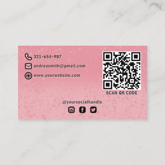 Blush Roze Chique Lashes Brows Make-up Artiest QR  Visitekaartje (Achterkant)