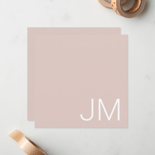 Blush roze chique monogram oversized Initialen Notitiekaartje (Voorkant / Achterkant in situ)