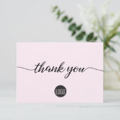 Blush roze chique zakelijke klantwaardering bedankkaart (Staand voorkant)