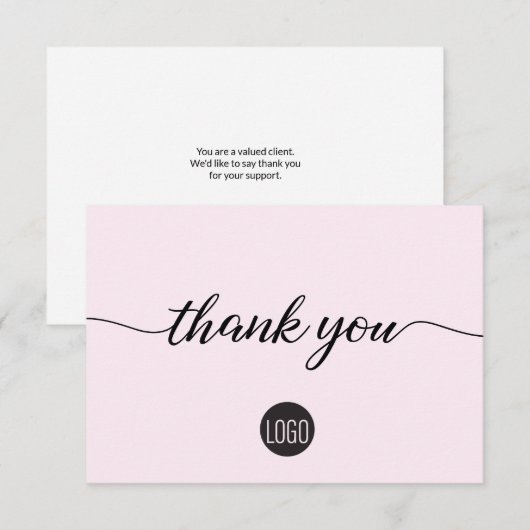 Blush roze chique zakelijke klantwaardering bedankkaart (Voorkant / Achterkant)