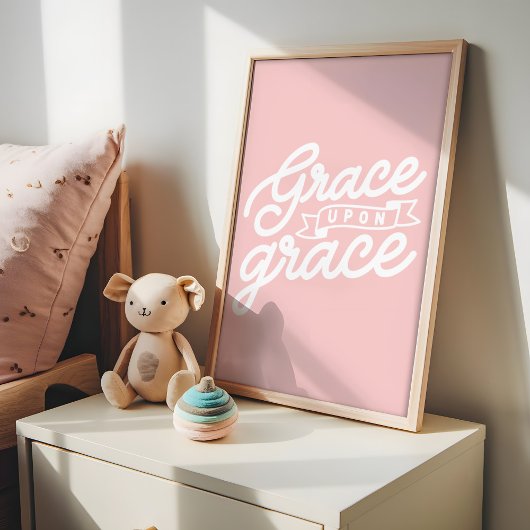 Blush roze Christelijke genade op genade Poster