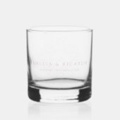 Blush roze cirkel blad tekening monogram bruiloft whisky glas (Achterkant)