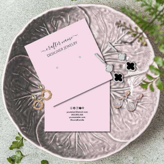 Blush Roze Classic en Chic Sieraden Display Kaart Vierkante Visitekaartje