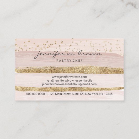 Blush roze coating glitter Decorting Floral Bakery Visitekaartje (Achterkant)