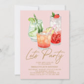 Blush Roze Cocktail Party Fun Girly Volwassen Verj Kaart (Voorkant)