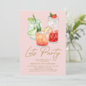 Blush Roze Cocktail Party Fun Girly Volwassen Verj Kaart (Staand voorkant)