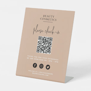 Blush Roze code voor inchecken of betaling QR-code Reclamebord Met Voetstuk