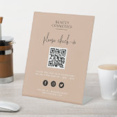 Blush Roze code voor inchecken of betaling QR-code Reclamebord Met Voetstuk (Insitu)