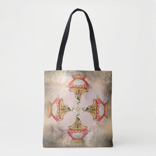  blush roze collage met roestige randen tote bag (Voorkant)