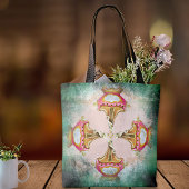 blush roze collage met roestige randen tote bag