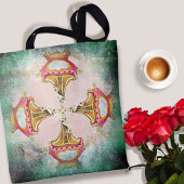  blush roze collage met roestige randen tote bag