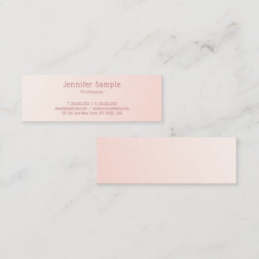 Blush roze, compact design elegante Sjabloon Mini Visitekaartje (Voorkant / Achterkant)