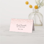 Blush Roze Confetti Glitter Gepersonaliseerde Plaa Plaatskaartje (Achterkant)