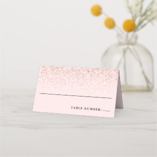 Blush Roze Confetti Glitter Gepersonaliseerde Plaa Plaatskaartje