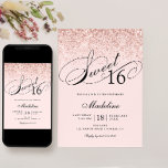 Blush Roze Confetti Glitter, Sweet 16 Verjaardag Kaart<br><div class="desc">Deze trendy uitnodiging is voorzien van faux sparkly glitter en is perfect voor je Sweet 16!. Voeg uw aangepaste tekst toe met behulp van het sjabloon formulier. Extra opties voor lettertypen en lay-out zijn beschikbaar als u "verder aanpassen" kiest aan het einde van het sjabloon formulier.</div>
