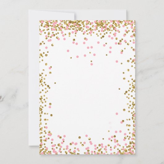 Blush roze Confetti meisje eerste verjaardag goud Kaart (Achterkant)