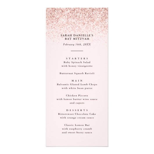 Blush roze Confetti  Talmenu Kaart (Voorkant)
