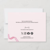 Blush Roze Coquette boog aangepaste logo Bedankkaart (Achterkant)