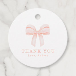 Blush Roze Coquette Bow Verjaardagsfeest Dank u Bedankjes Labels