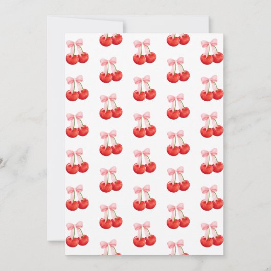 Blush Roze Coquette Cherry op Top Baby Girl Shower Kaart (Achterkant)